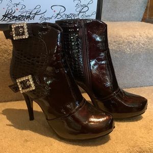 BRAND NEW NEVER WORN dark burgundy 4” stiletto booties from BEYOND. SEXY!!